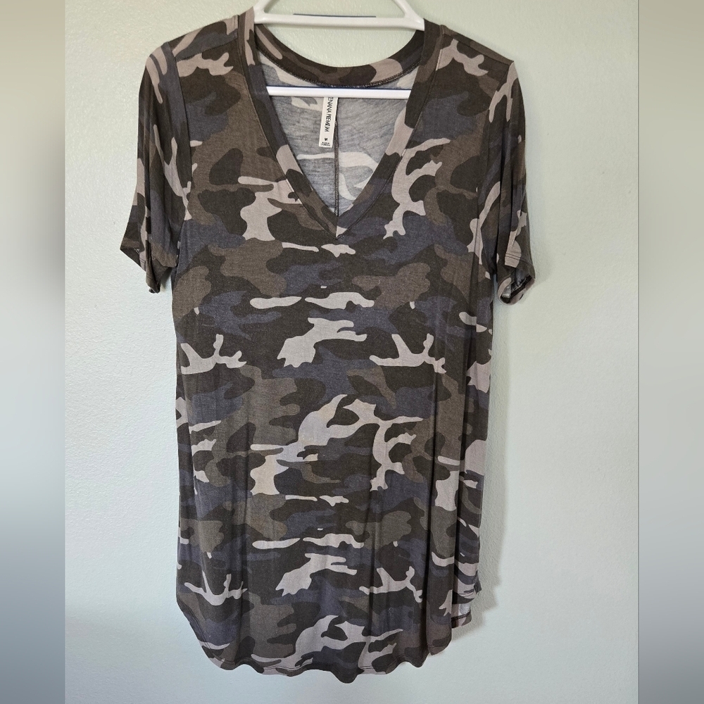 Zenana Premium Camo Tunic Top Medium